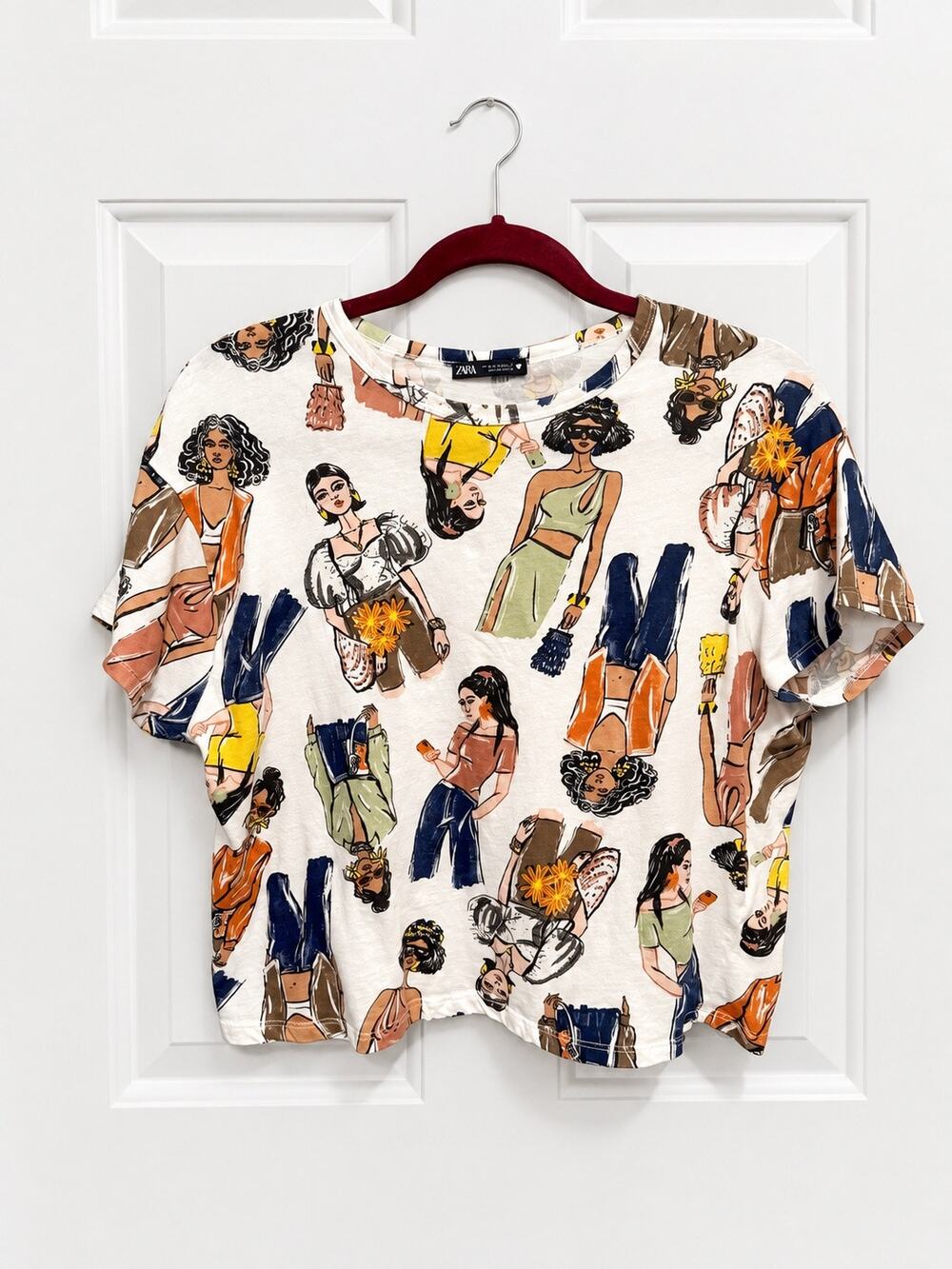 ZARA Women’s Medium Graphic Fashion Girl Print T-Shirt Multicolor